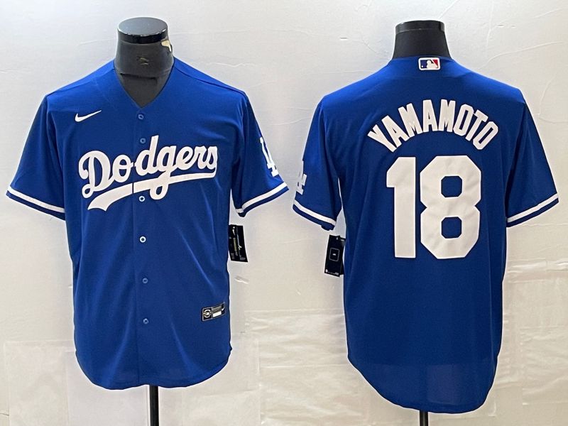 Men Los Angeles Dodgers 18 Yamamoto Blue Nike Game MLB Jersey style 5